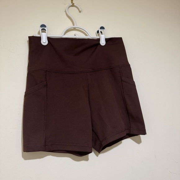 Women's Aerie Offline Brown Gym Activewear Workout Shorts with Pockets Size L - Picture 3 of 15